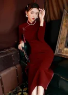 Red Rhyme Dress | Wine Red Cheongsam (红韵霓裳)