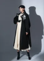 No Wind | Round Neck Black Trench Coat (无风)