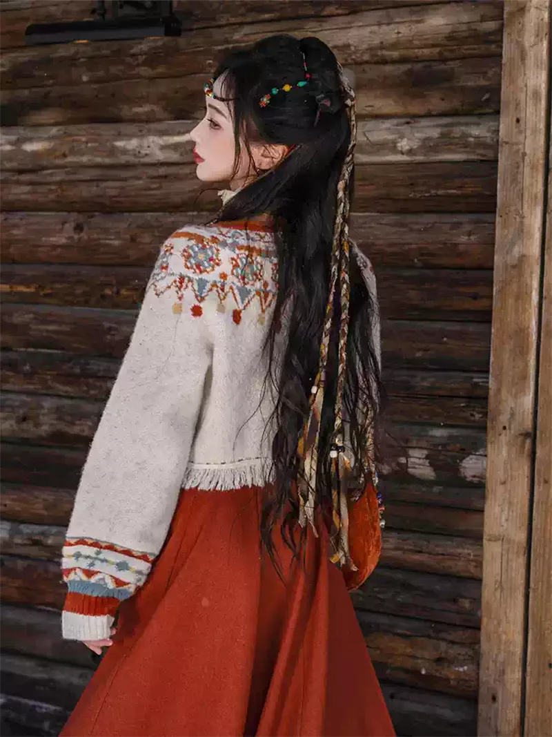 Modernized Hanfu one-piece wrap skirt for spring and autumn daily wear