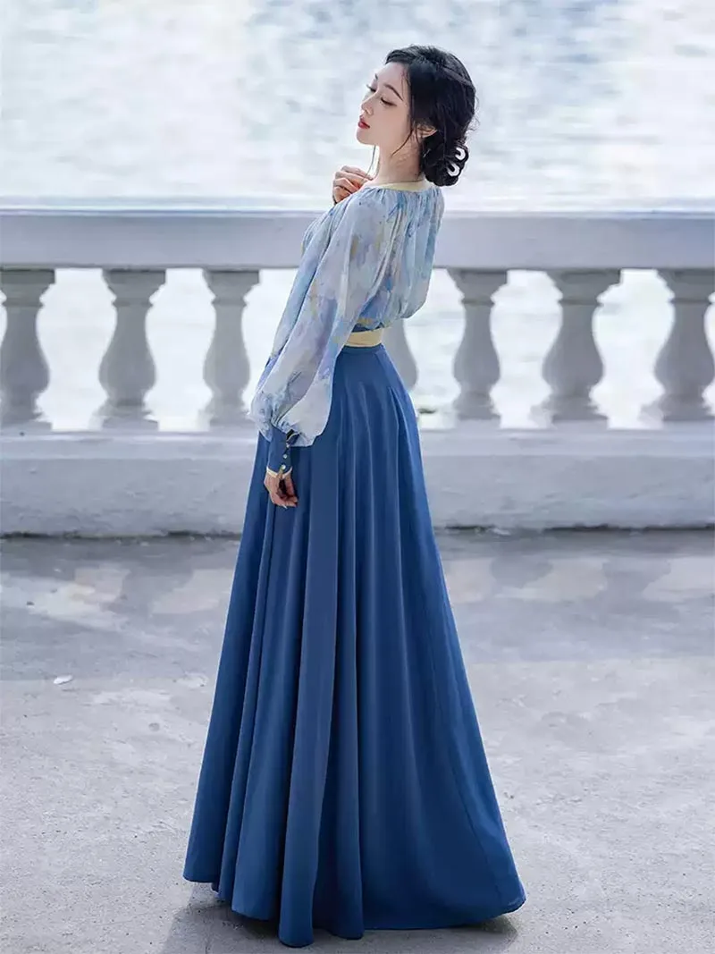 Hanfu dress modern with artistic oil-painting inspired design for stylish daily wear