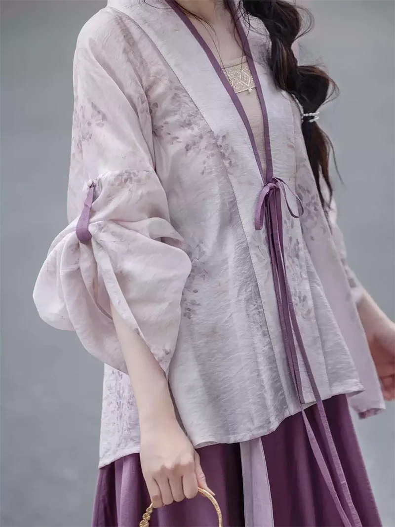 Hanfu Modern Autumn Outfit | Elastic Waist Split Skirt for Daily Wear - Image 5