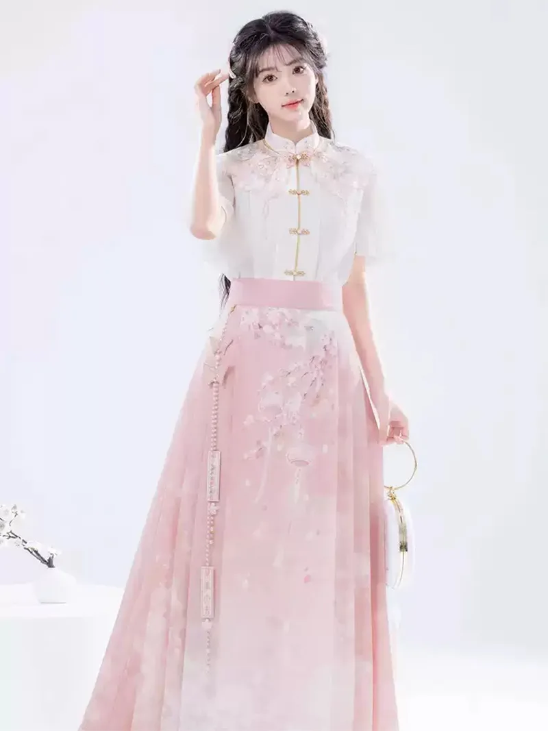 Hanfu Modern Outfit Pink Set 2025 New Chinese Style for Women
