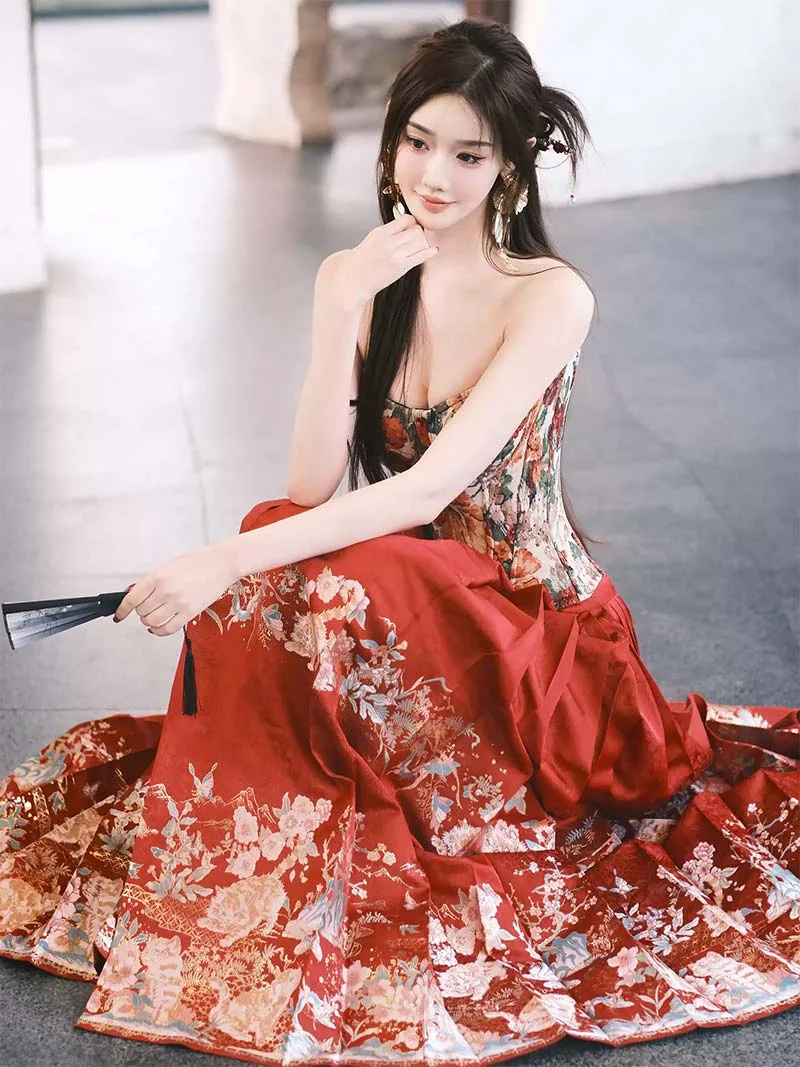 Mamian Skirt original brocade half skirt with double-warp weaving Hanfu craftsmanship