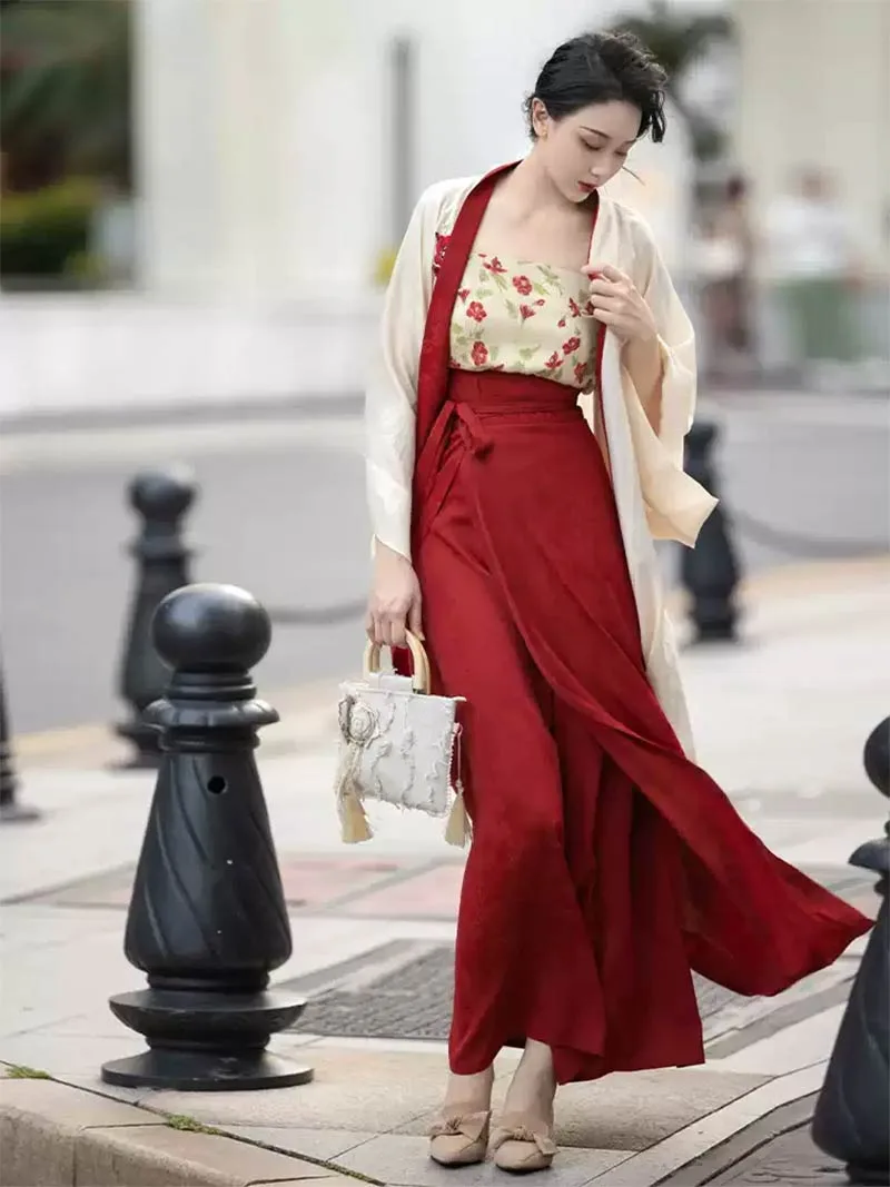 Modern Chinese Hanfu Red 2025 Three-Piece Song-Style Outfit