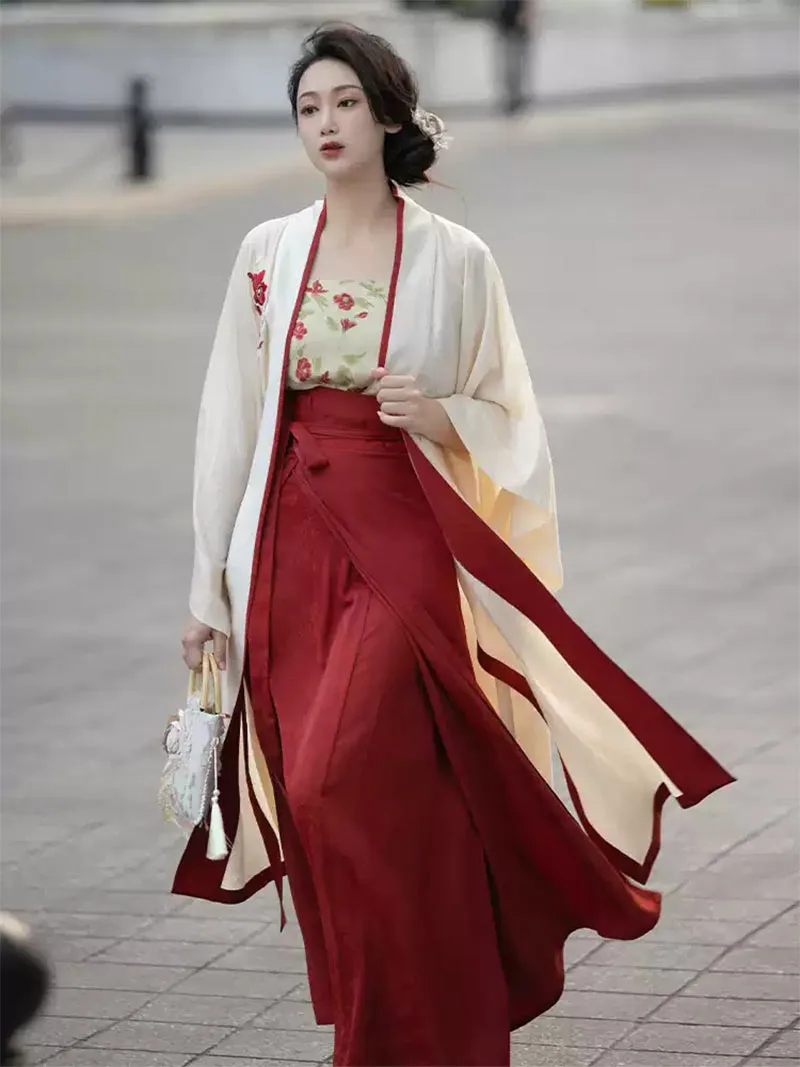 Modern Chinese Hanfu Red 2025 Three-Piece Song-Style Outfit