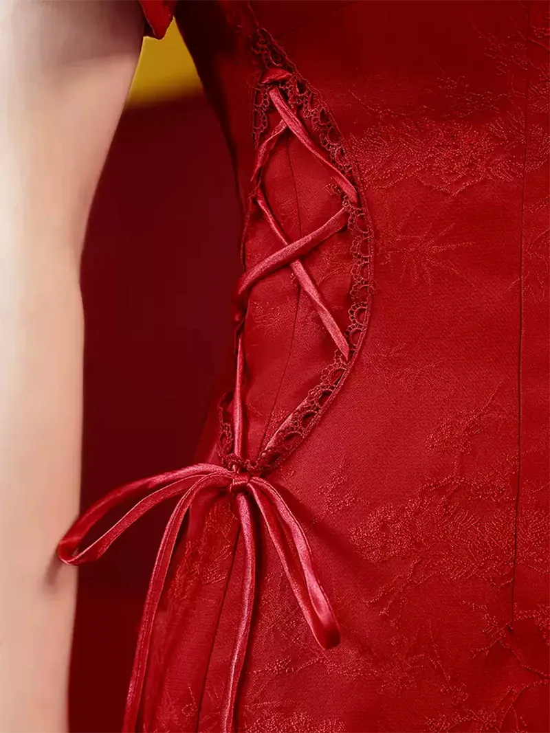 Elegant Modern Wedding Qipao Red 2025 Short Chinese Bridal Dress
