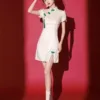 Elegant White Qipao 2025 Modern Short Chinese Dress