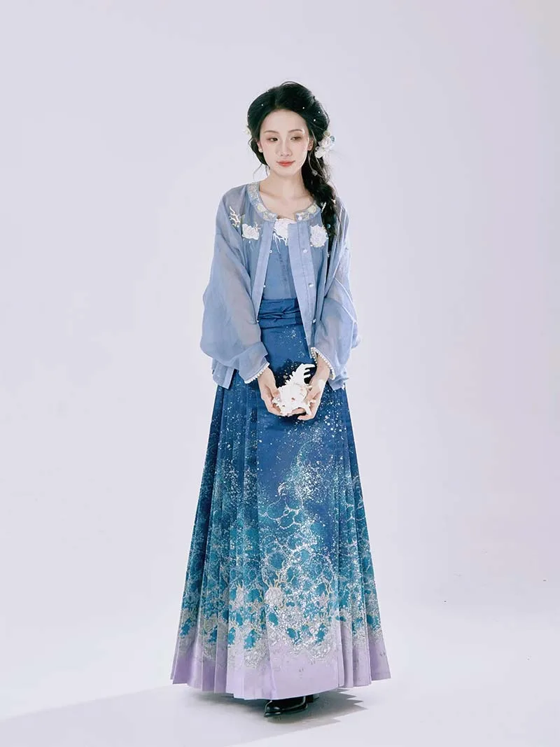 Chinese hanfu dresses 2025 new mamian skirt set, modern Ming style for women
