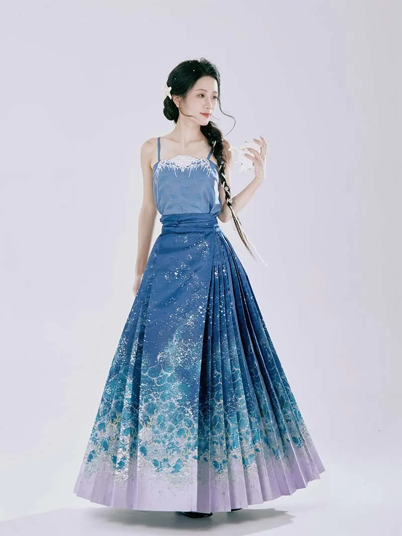 Chinese hanfu dresses 2025 new mamian skirt set, modern Ming style for women