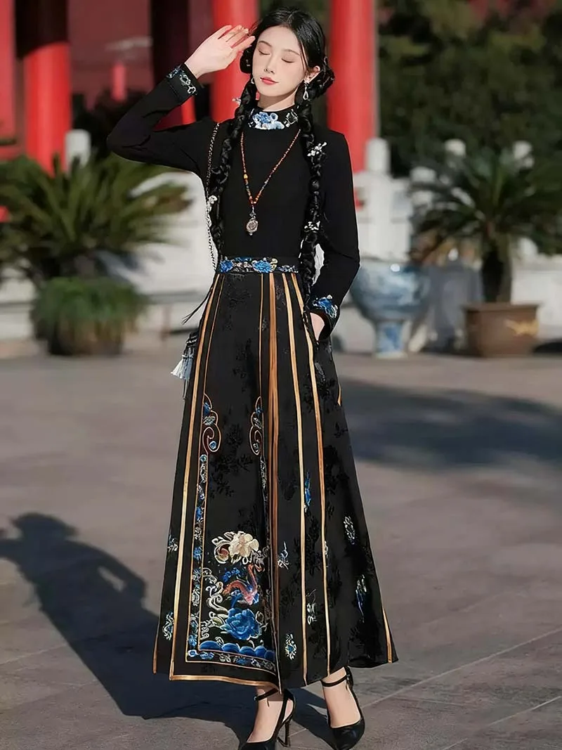 Hanfu modern style dress set with new Chinese design and elegant mamian skirt
