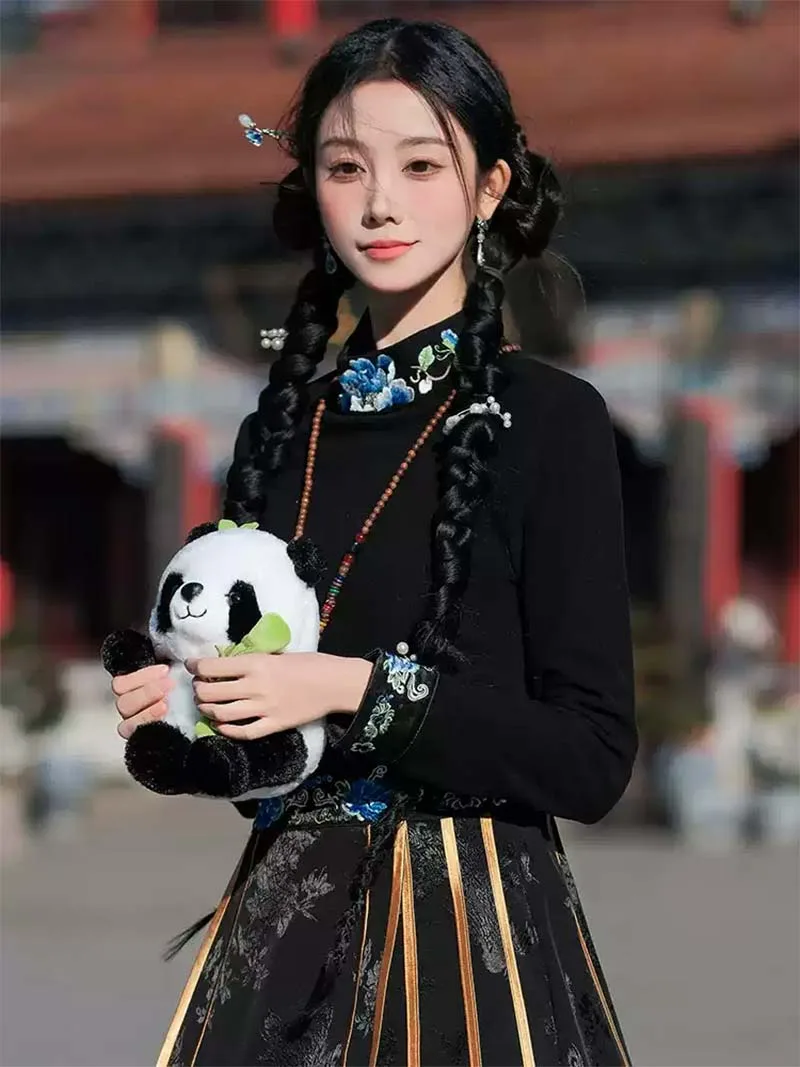 Hanfu modern style dress set with new Chinese design and elegant mamian skirt