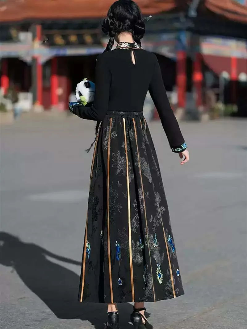 Hanfu modern style dress set with new Chinese design and elegant mamian skirt