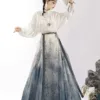 Horse Face Skirt modern Chinese Hanfu half skirt set with calligraphy print, elegant and stylish