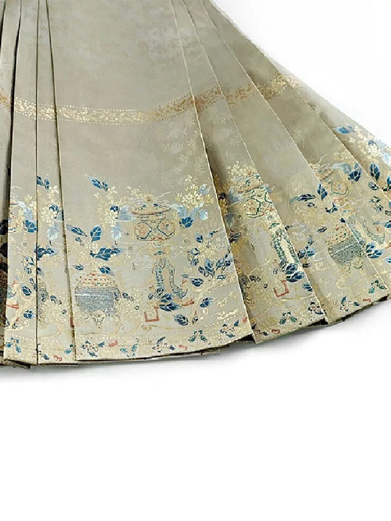 Mamian Skirt brocade Hanfu half skirt with double-warp weaving traditional craftsmanship
