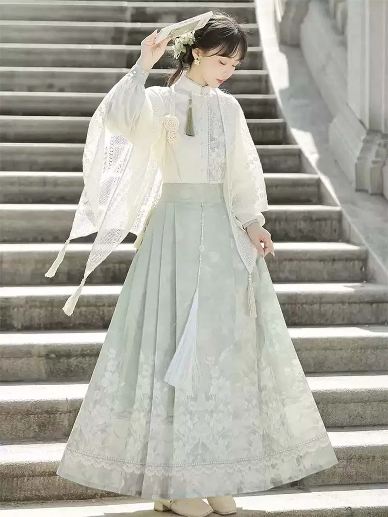 Mamian Skirt modern Chinese Hanfu half skirt daily outfit with New Chinese design