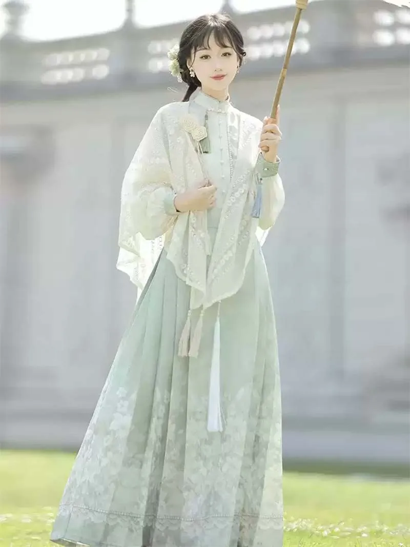 Mamian Skirt modern Chinese Hanfu half skirt daily outfit with New Chinese design