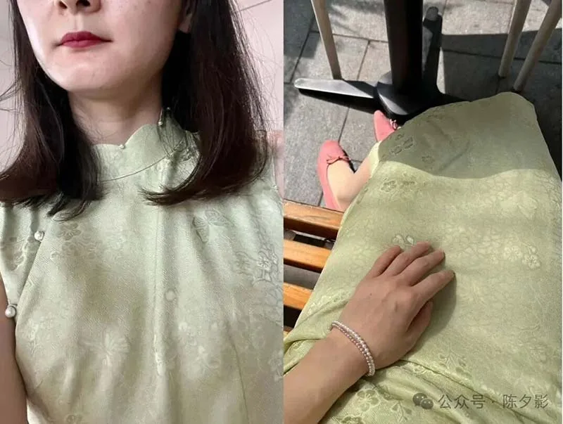 Step-by-step guide on how to wear a cheongsam properly, showing elegant posture and traditional Chinese dress styling