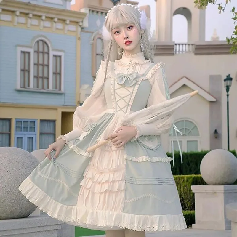 Beautiful Lolita dress featuring lace, ruffles, and bow details, showcasing a sweet and elegant princess style.
