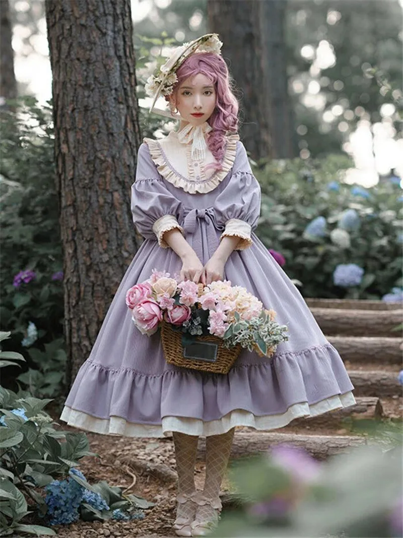 Beautiful Lolita dress featuring lace, ruffles, and bow details, showcasing a sweet and elegant princess style.
