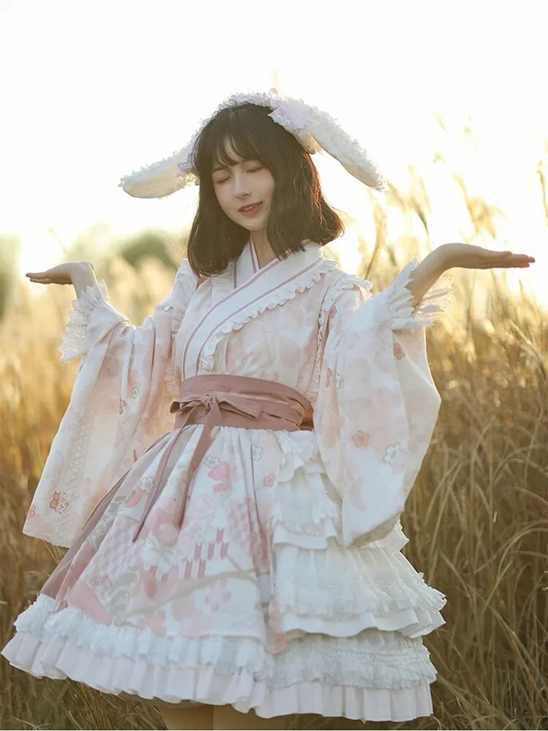 Beautiful Lolita dress featuring lace, ruffles, and bow details, showcasing a sweet and elegant princess style.