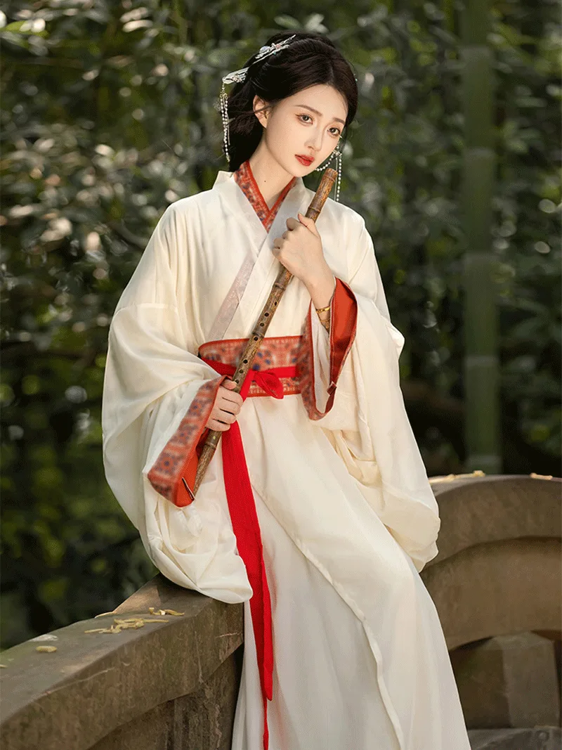 Han Dynasty hanfu with Wei Jin style straight-hem robe for women suitable for work and daily wear