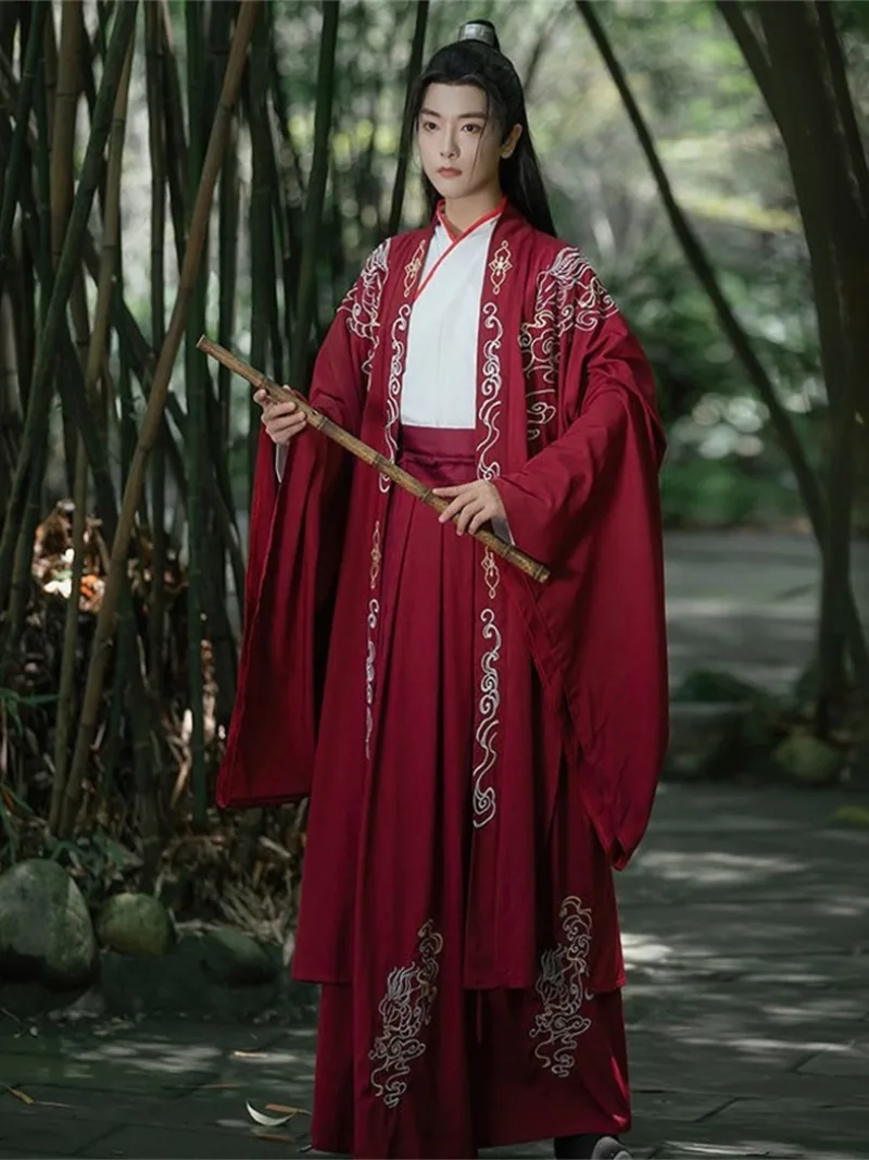 Hanfu dress male embroidered cross-collar wide-sleeve outfit suitable for men and women