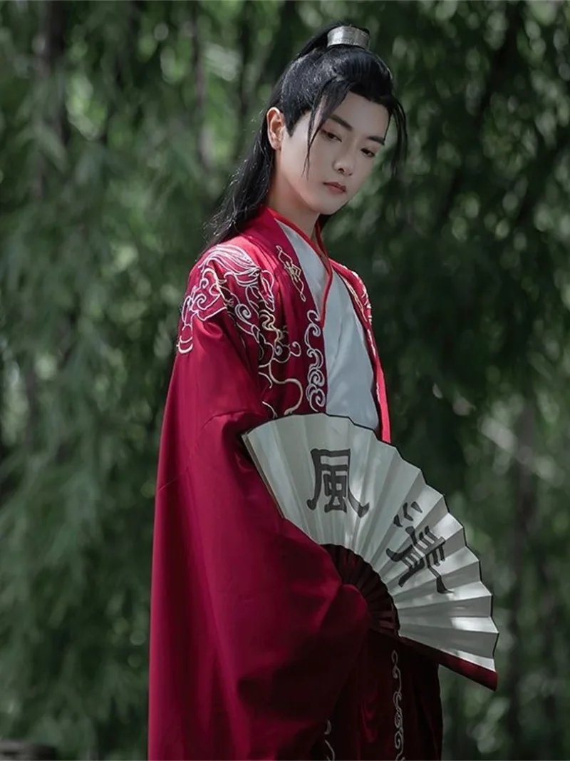 Hanfu dress male embroidered cross-collar wide-sleeve outfit suitable for men and women