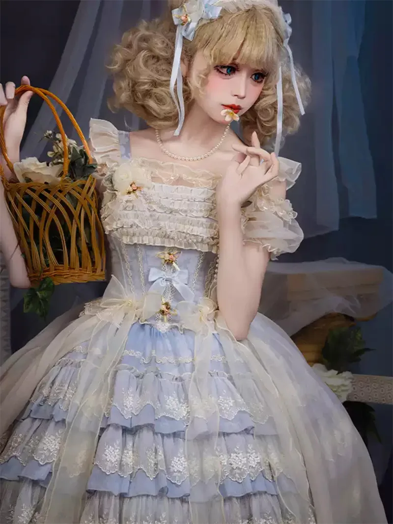 Lolita clothes ballet-inspired tiered cake JSK sweet princess dress with cute and elegant lolita fashion style