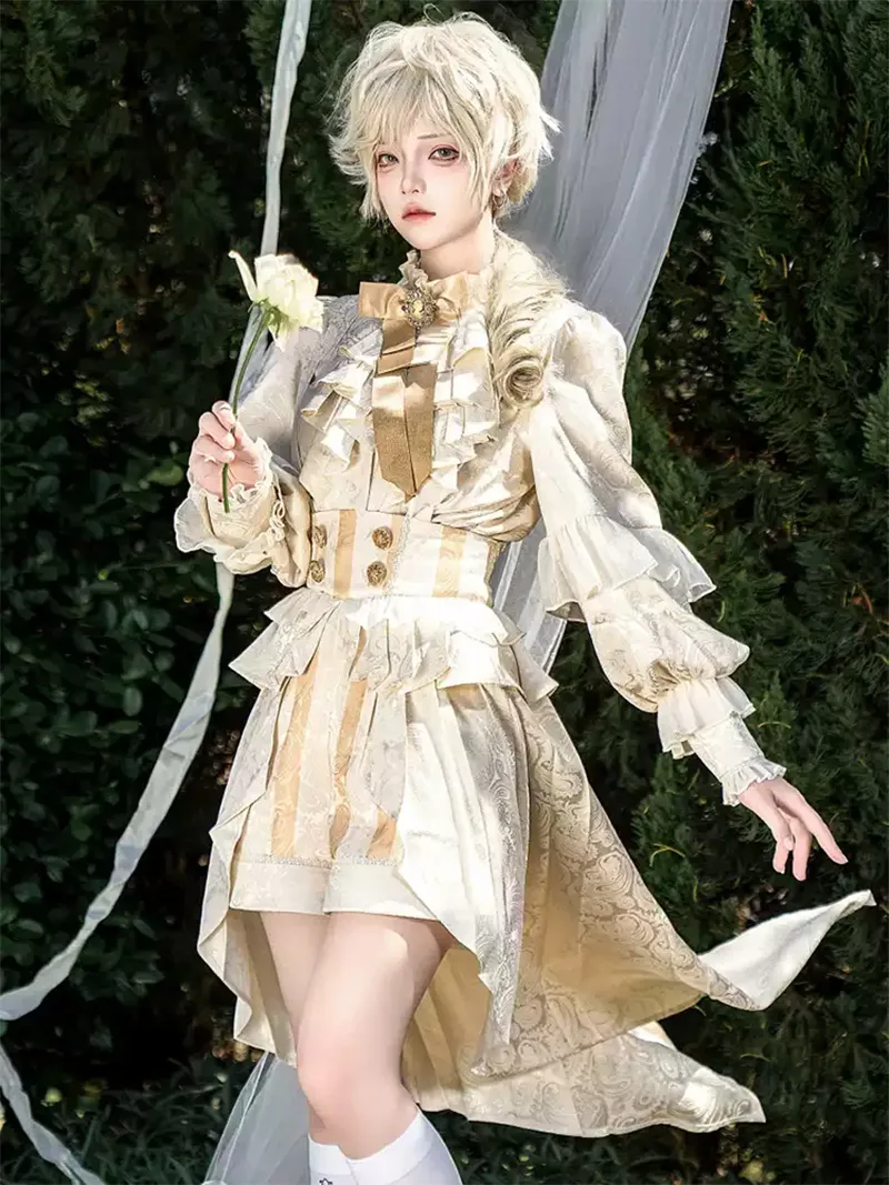 Original Lolita dress with European palace prince design, elegant tailcoat, and youthful royal style outfit