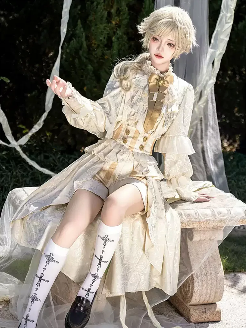Original Lolita dress with European palace prince design, elegant tailcoat, and youthful royal style outfit