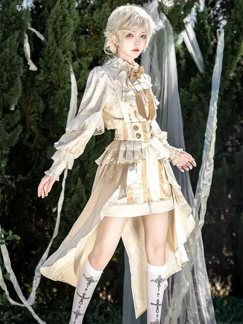 Original Lolita dress with European palace prince design, elegant tailcoat, and youthful royal style outfit