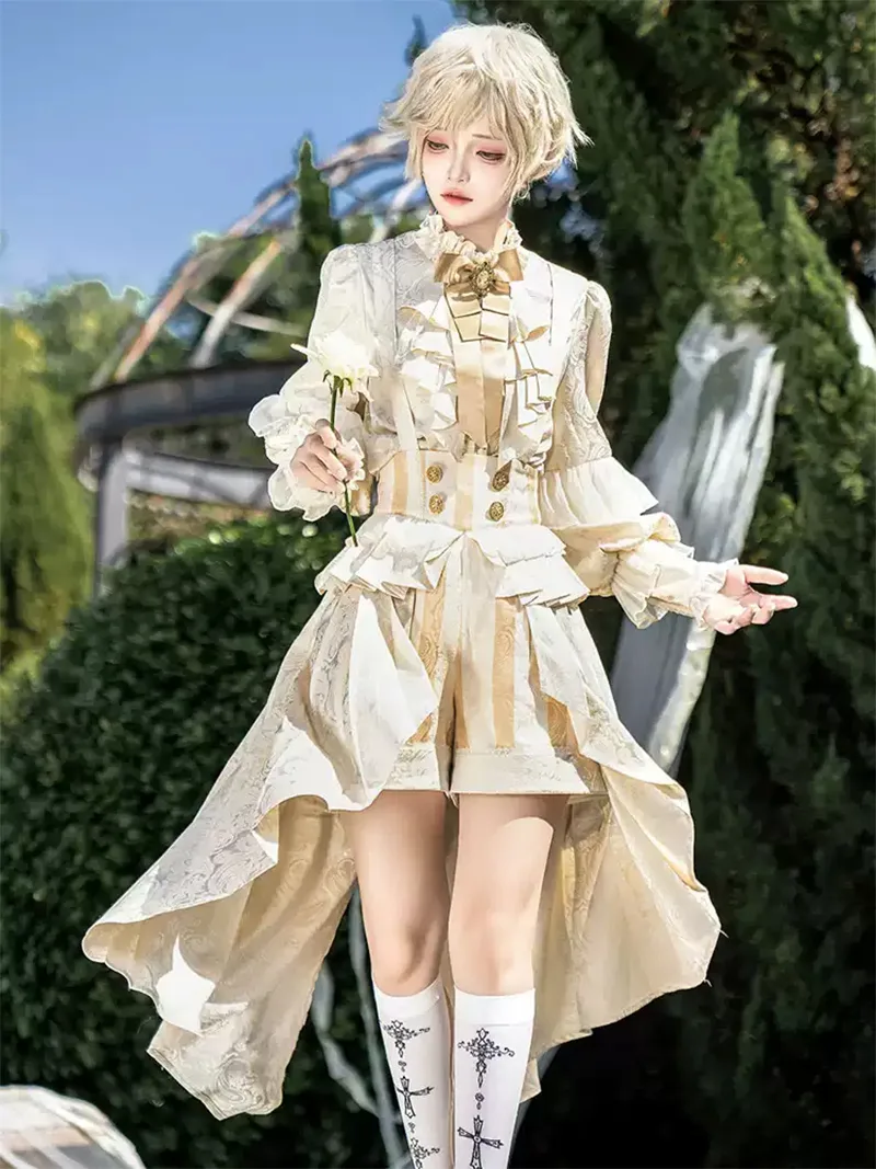 Original Lolita dress with European palace prince design, elegant tailcoat, and youthful royal style outfit