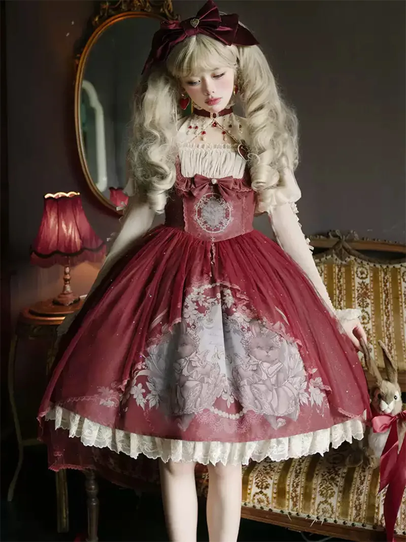 Original lolita dress JSK princess outfit, elegant and cute style perfect for Christmas, New Year, and daily occasions