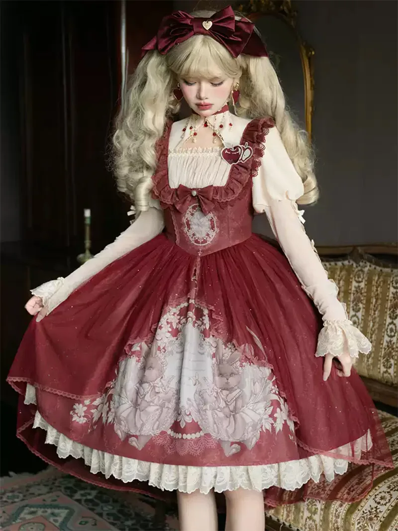 Original lolita dress JSK princess outfit, elegant and cute style perfect for Christmas, New Year, and daily occasions