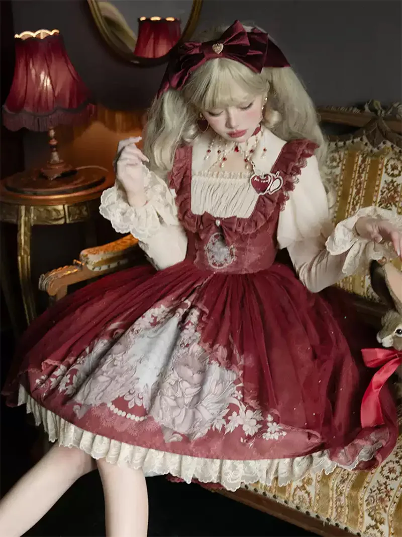 Original lolita dress JSK princess outfit, elegant and cute style perfect for Christmas, New Year, and daily occasions