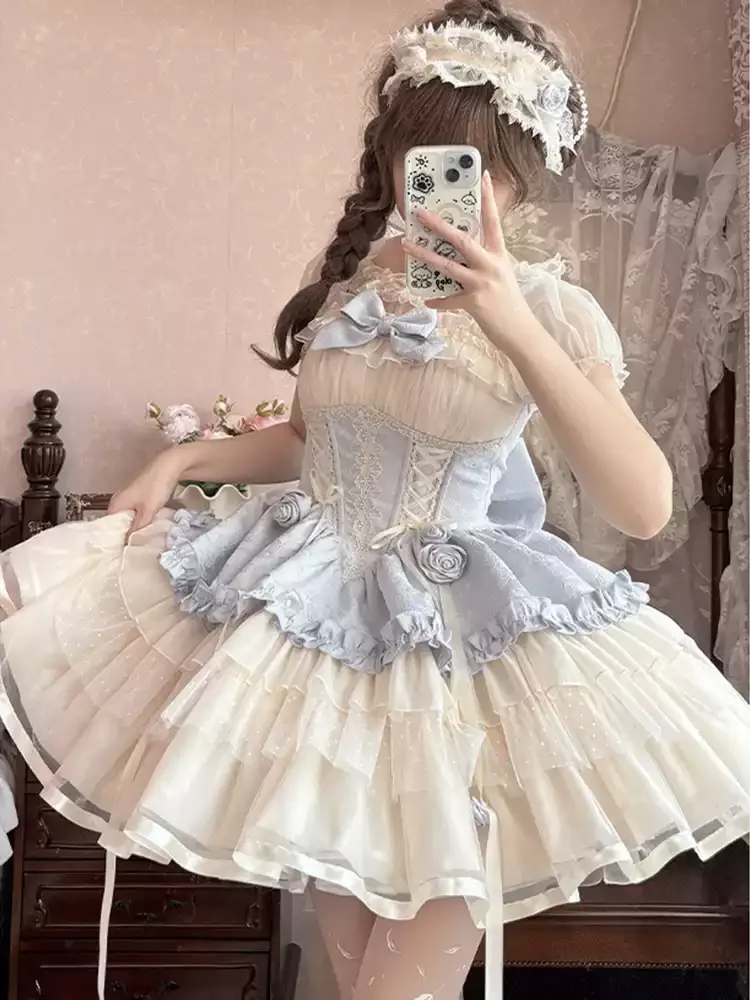 Original lolita dress to impress, cute strap JSK with fitted waist, perfect for sweet and elegant look