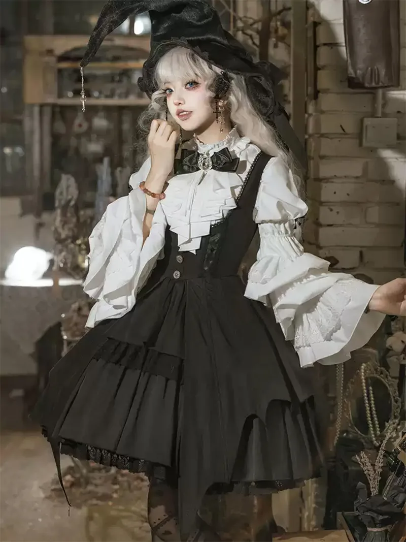 Original gothic Lolita dresses for Halloween cosplay, featuring magical girl design, elegant lace, and autumn daily Lolita fashion style