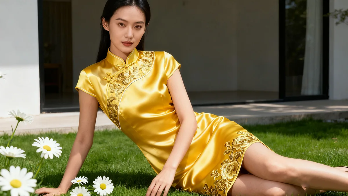 Modern cheongsam dress showcasing elegant design, soft fabric, and the perfect balance between traditional charm and modern fashion.