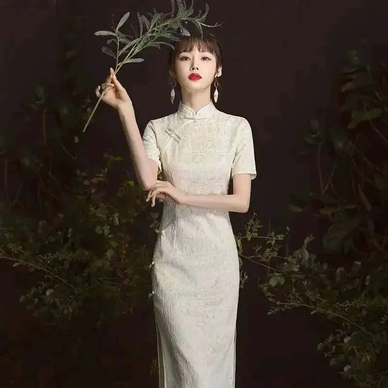 Elegant woman wearing a traditional qipao dress, illustrating cultural taboos to avoid
