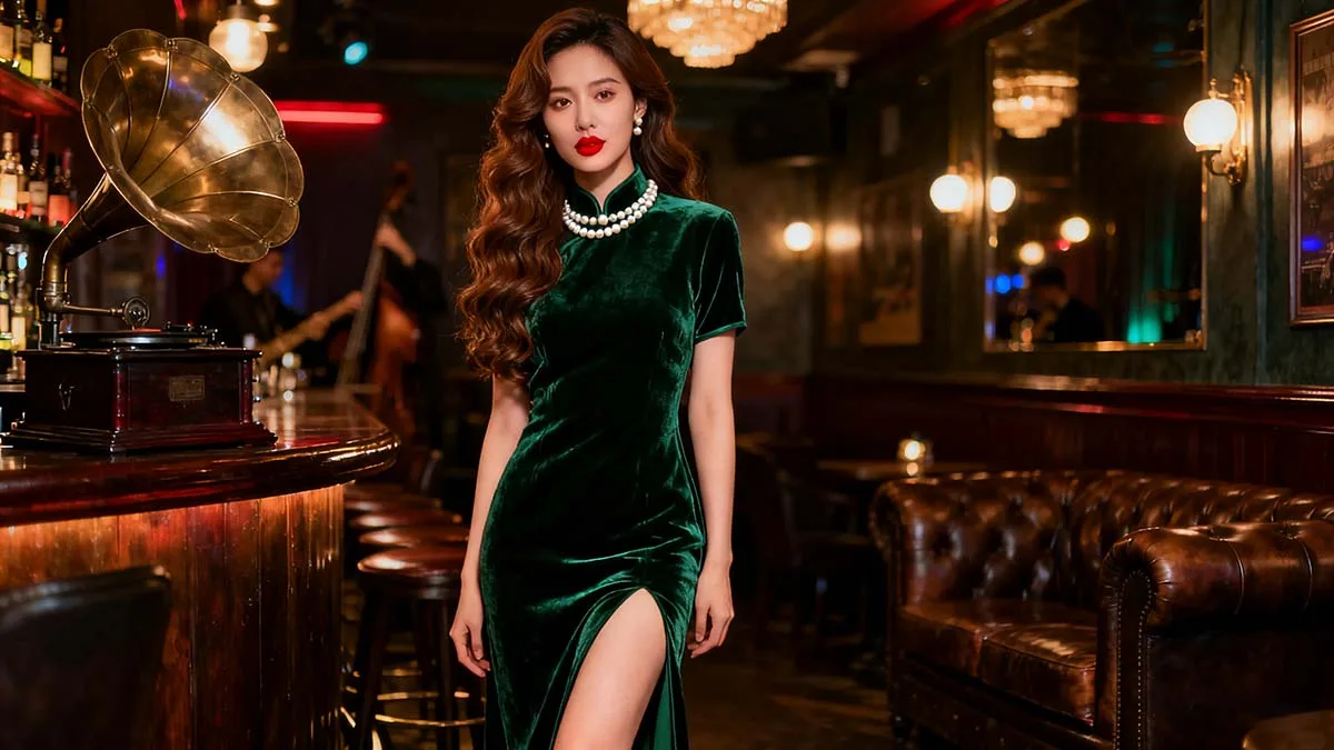 Elegant woman wearing a traditional qipao dress, illustrating cultural taboos to avoid