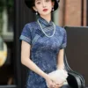 Elegant Shanghai Qipao long dress with vintage Republic era style and high-end feminine charm for daily wear