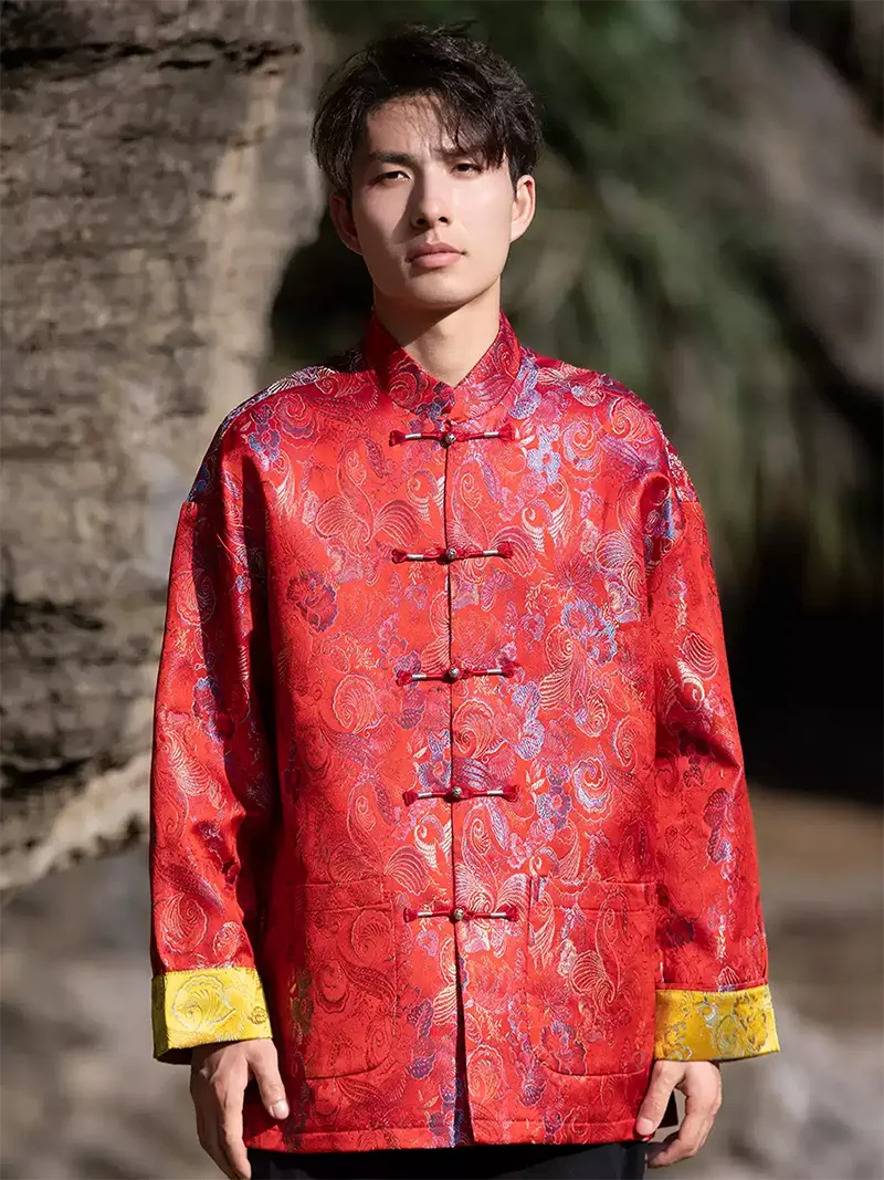 Men’s Tang suit jacket with Chinese frog buttons, loose-fit autumn winter coat in new traditional style