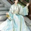 Elegant Wei Jin Dynasty Hanfu with cross-collar top and flowing Qiyao skirt design