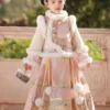 Little girl clothes winter Hanfu Ma Mian skirt set with embroidery