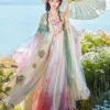 Ruqun hanfu Tang style qixiong ruqun dress with embroidered wide sleeves for spring summer