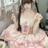 Sweet cloth Lolita ballet JSK dress with bow front and lace straps