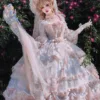 Sweet dresses rose banquet Lolita long OP with elegant floral princess style