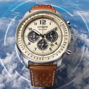 Men's Watches CA4500 solar pilot chronograph watch with leather strap and luminous outdoor aviation dial