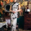 Natural silk, Chinese ink painting, High-end long Qipao