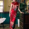 Aslin Fashion Qipao- 19 mome mulberry silk, floral pattern, High-end long Qipao